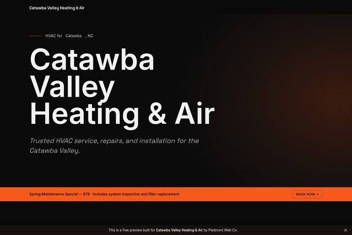 Catawba Valley Heating & Air website design