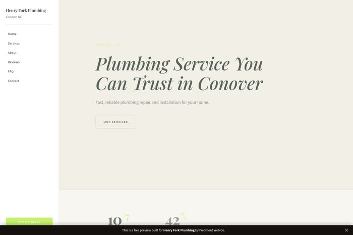 Henry Fork Plumbing website design