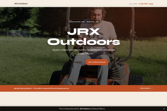 JRX Outdoors website design