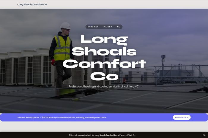 Long Shoals Comfort Co website design