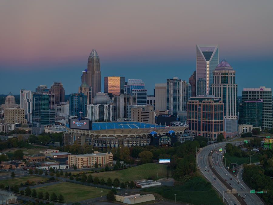 Charlotte NC skyline at dusk